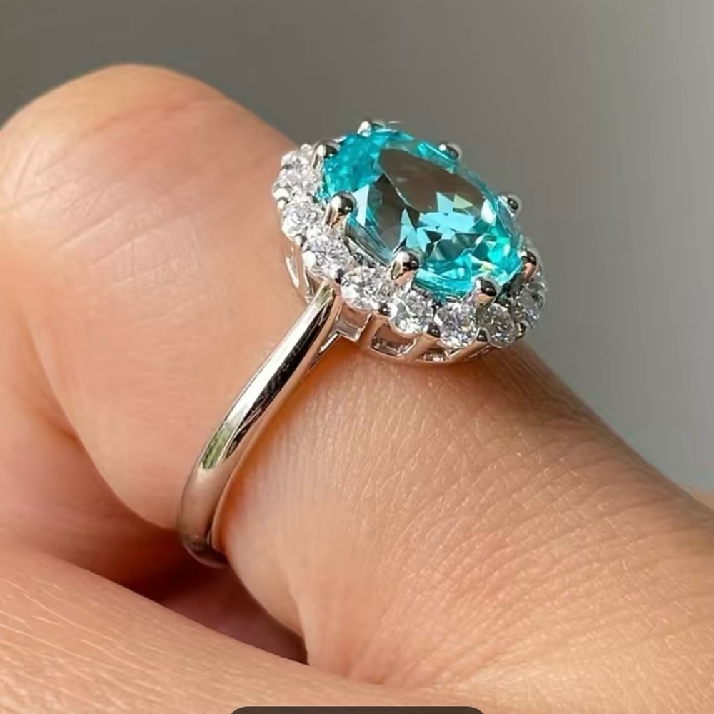 Inlaid Blue Gemstone Ring - Picture 3 of 3